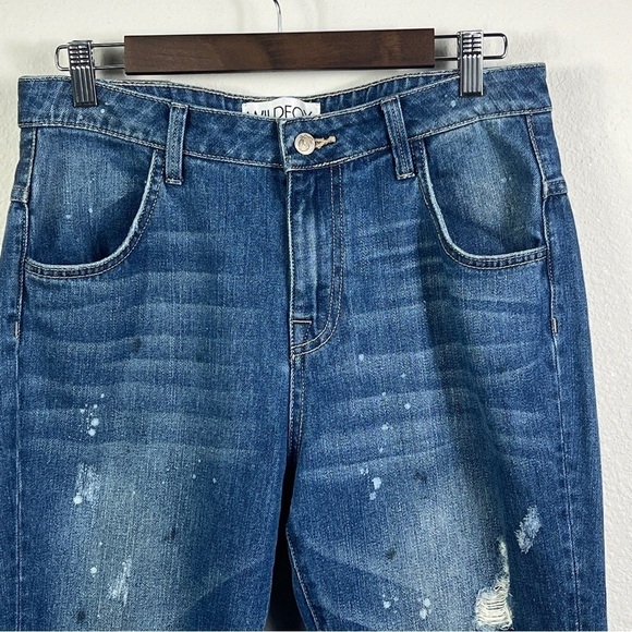 Wildfox Jeans Women's 28 Baggy Crop Da Vinci Medium Wash Distressed - Picture 7 of 12